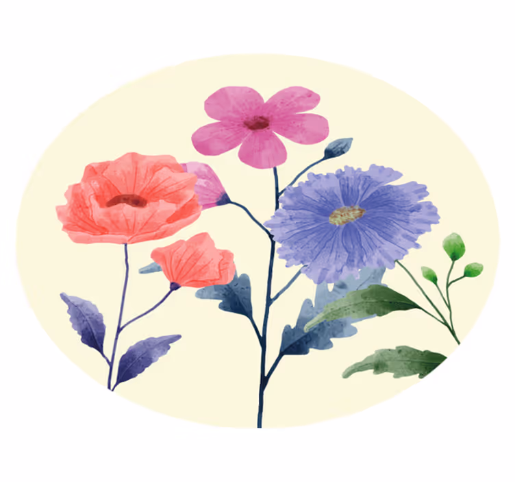 Eloisa kukka-asetelma pyöreä vinyylimatto - Tenstickers