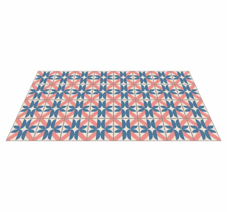 Pinkki sininen geometrinen kuvio kaakeli vinyylimatto - Tenstickers