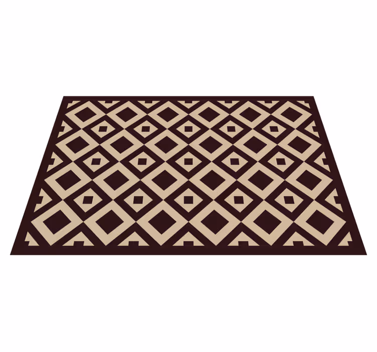 Vintage beige ruudullinen kuvio laatta vinyylimatto - Tenstickers