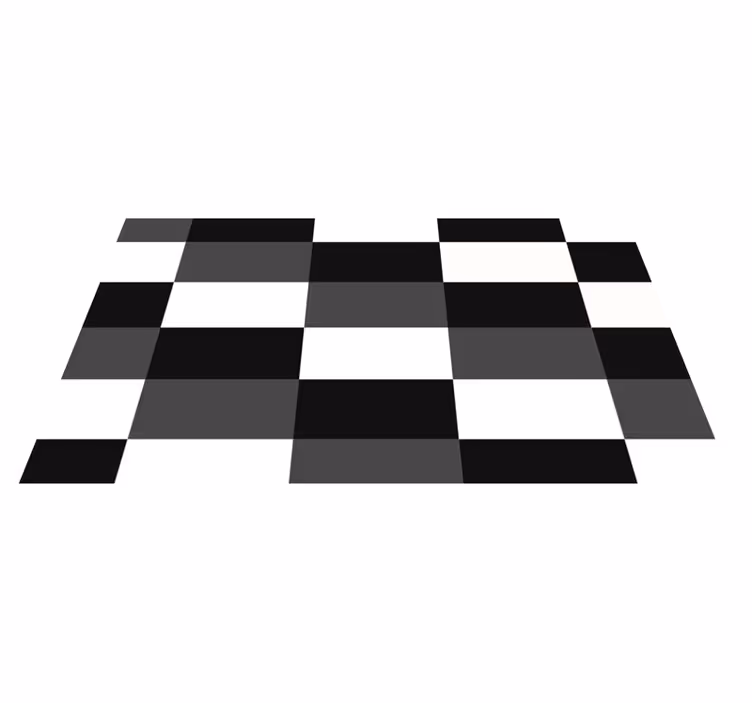 Mustavalkoinen ruudullinen geometrinen vinyylimatto - Tenstickers