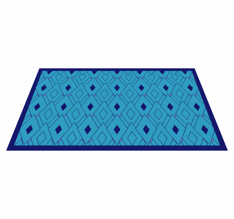 Sininen pohjoismainen ruutu vinyylimatto geometrinen - Tenstickers