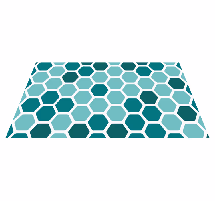 Turkoosi kuusikulmainen kuvio vinyylimatto geometrinen - Tenstickers