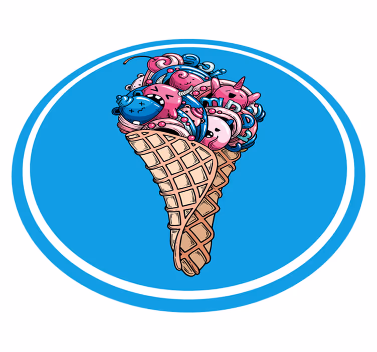 Jäätelön ilo pyöreä vinyylimatto - Tenstickers