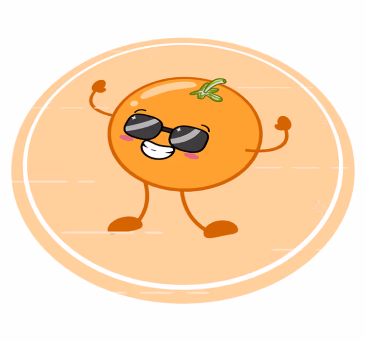 Iloinen oranssi hahmo pyöreä vinyylimatto - Tenstickers