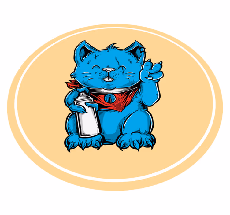 Sininen kissa tuttipullon kanssa eläin vinyylimatto - Tenstickers