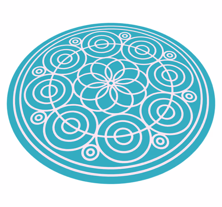 Turkoosi pyöreä kuvio mandala vinyylimatto - Tenstickers