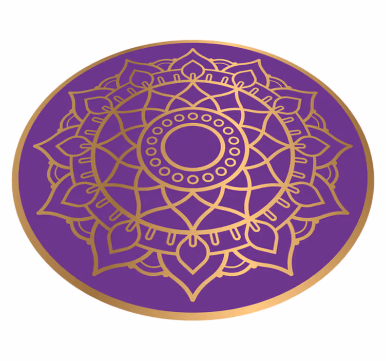 Violetti ja kultainen motiivi mandala vinyylimatto - Tenstickers
