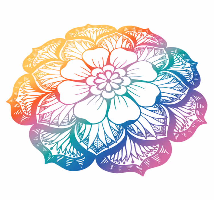 Värikäs kukka-aihe mandala vinyylimatto - Tenstickers