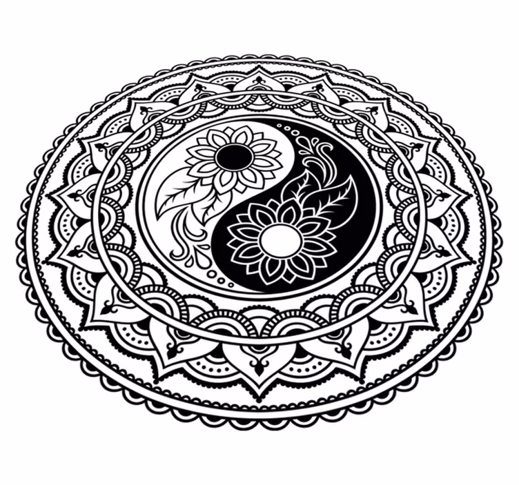 Yin yang auringonkukat mandala vinyylimatto - Tenstickers