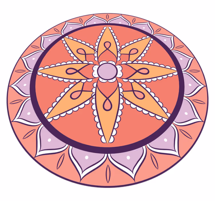 Yksinkertainen vaaleanpunainen motiivi mandala vinyylimatto - Tenstickers