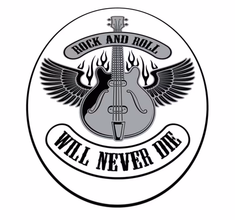 Kitara tulessa rock -tekstillä Vinyylimatto makuuhuoneeseen - Tenstickers