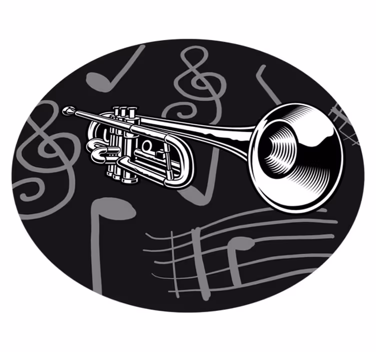 Musta ja valkoinen trumpetti kuva Vinyylimatto makuuhuoneeseen - Tenstickers
