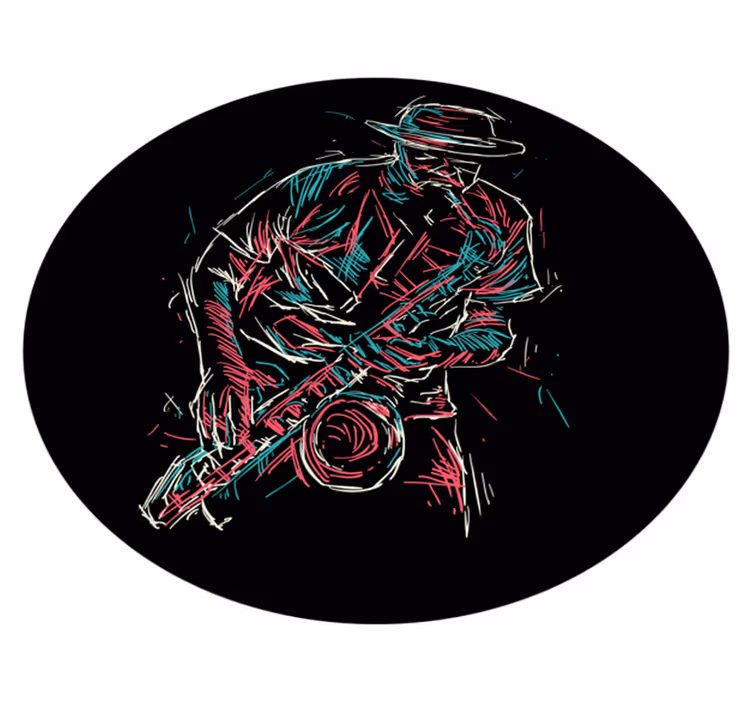 Jazzmuusikon esitys pyöreä vinyylimatto - Tenstickers