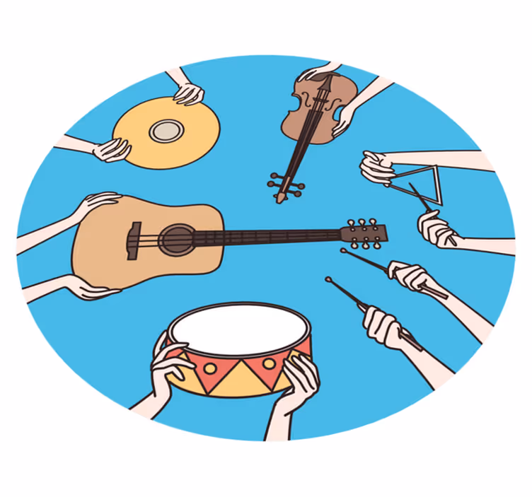 Musiikillisten käsien motiivi vinyylimatto - Tenstickers
