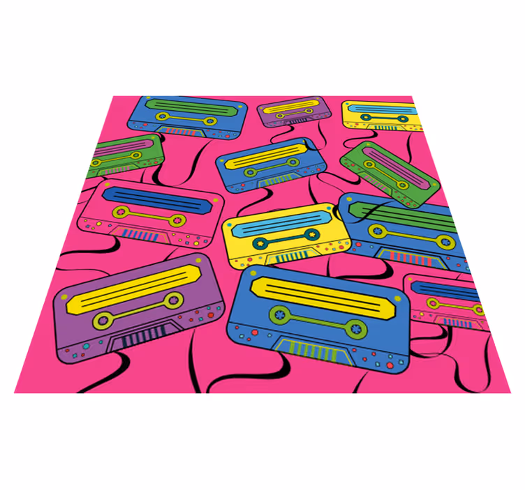 Retro 80 -luvun värikäs boombox neliö vinyylimatto - Tenstickers