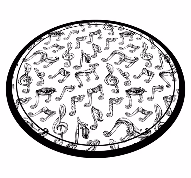 Käsin piirretty nuotti kuvio pyöreä vinyylimatto - Tenstickers