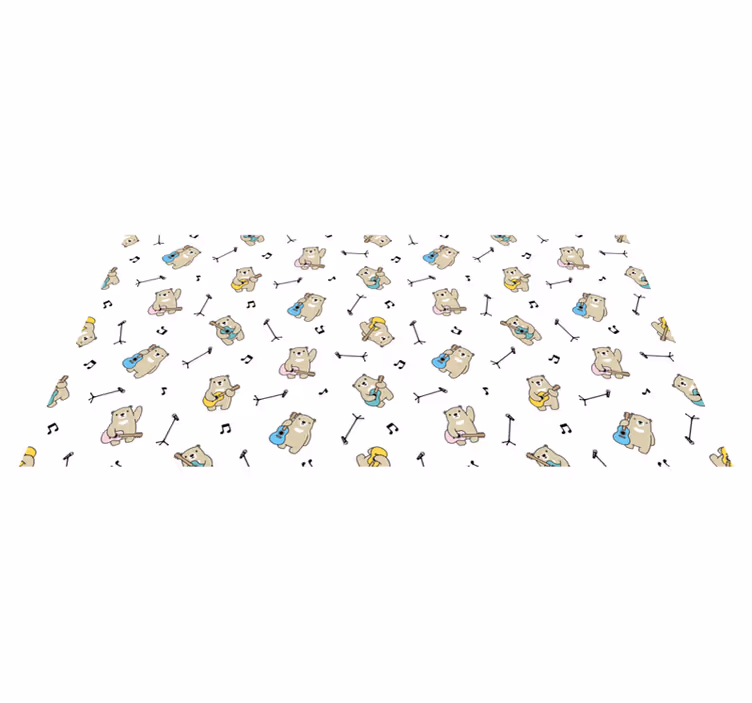 Kuvio kitara nalle sarjakuva vinyylimatto suorakulmainen - Tenstickers
