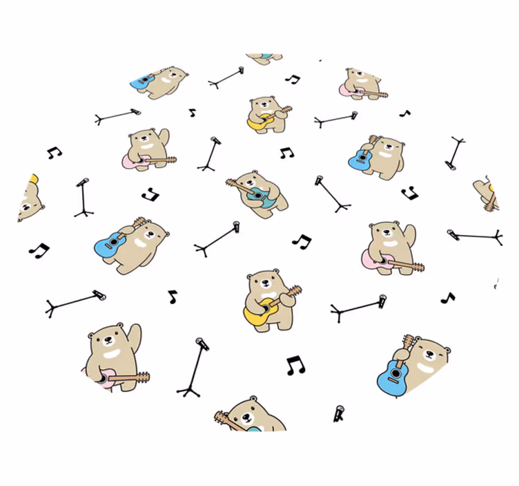 Musiikillinen karhuhauska vauvan huoneen vinyylimatto - Tenstickers