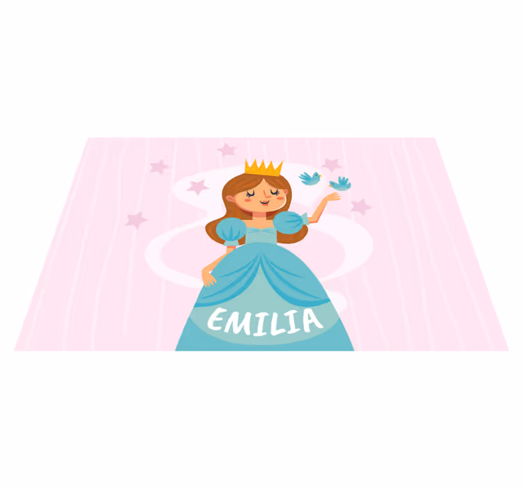 Prinsessahahmojen suunnittelu nimi vinyylimatto - Tenstickers