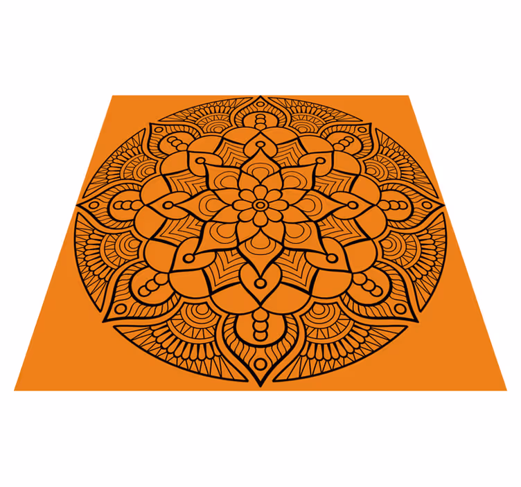 Oranssi mandala-kuvio vinyylimatto - Tenstickers