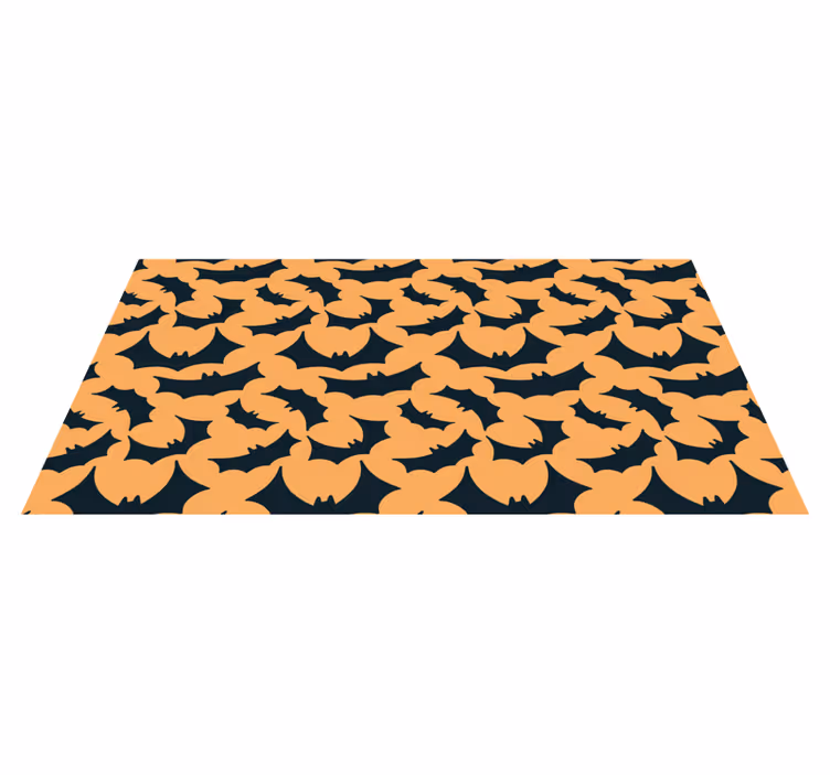 Oranssi ja musta lepakoiden kuvio halloween vinyylimatto - Tenstickers