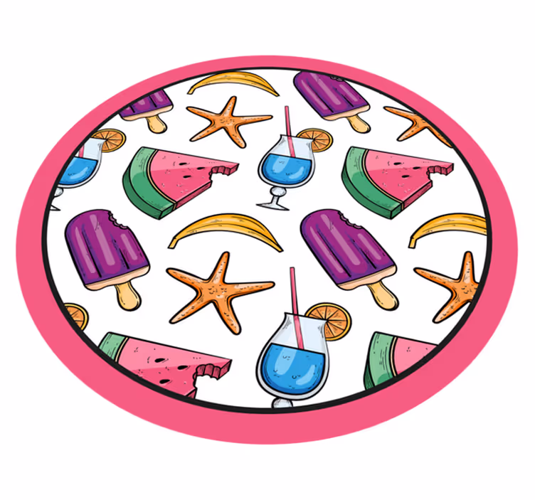 Käsin piirretty kesäinen vesimelonikuvio moderni vinyylimatto - Tenstickers