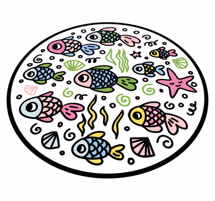 Värikkäitä kalakuvioita eläin vinyylimatto - Tenstickers
