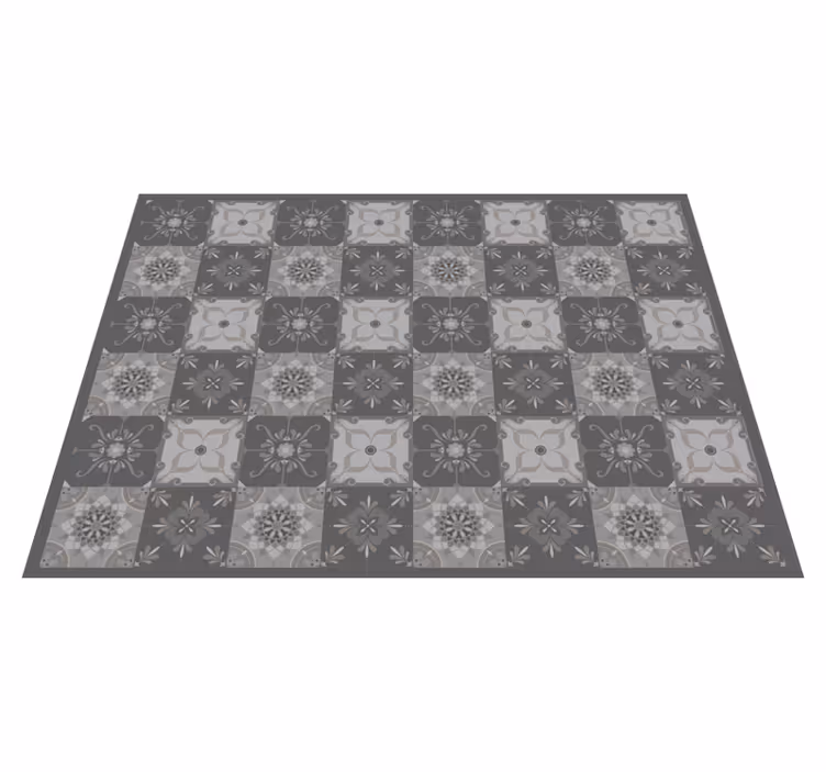 Harmaa vintage mosaiikkikuvio laatta vinyylimatto - Tenstickers