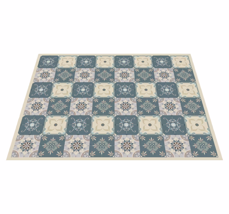 Sininen vintage -tyylinen mosaiikki laatta vinyylimatto - Tenstickers
