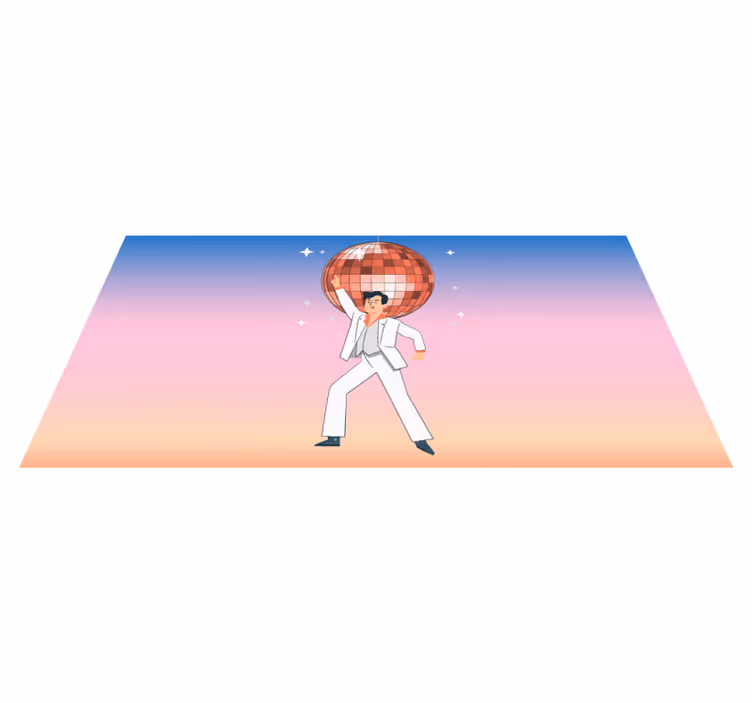 Disco pallo kuva väreillä vinyylimatto retro - Tenstickers