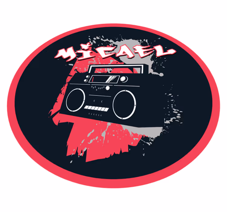 Retro boombox-teema nimi vinyylimatto - Tenstickers
