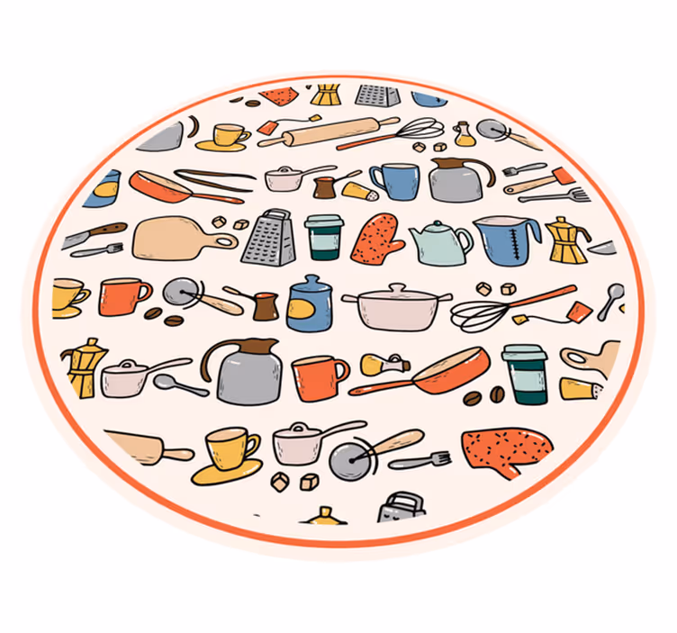Keittiövälineiden kokoelma keittiön vinyylimatto - Tenstickers