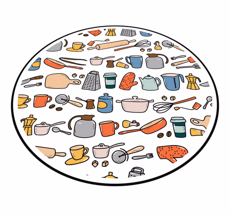 Kulinaaristen työkalujen kokoelma keittiön vinyylimatto - Tenstickers