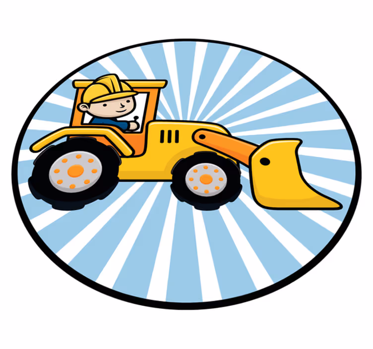 Hauska rakennusajoneuvo lastenhuone vinyylimatto - Tenstickers