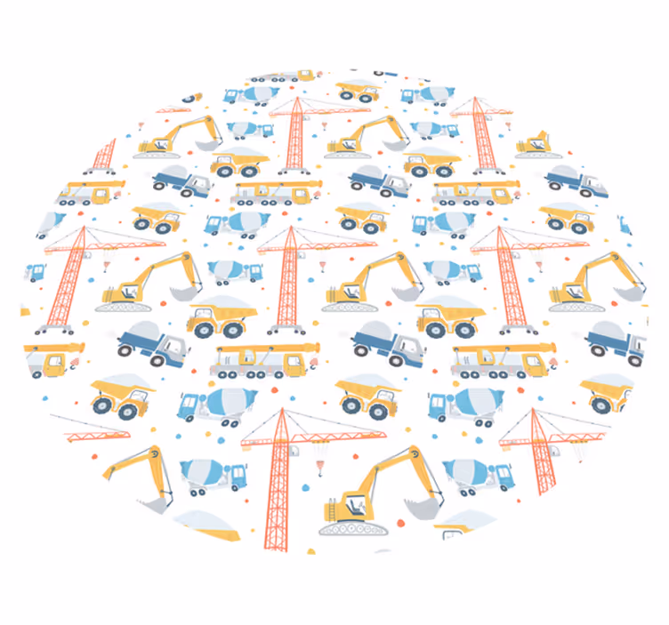 Rakennusajoneuvot lastenhuone vinyylimatto - Tenstickers