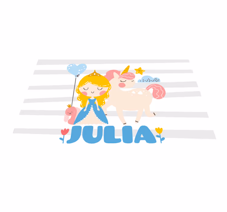 Mukautettu yksisarvinen ja prinsessa vinyylimatto - Tenstickers