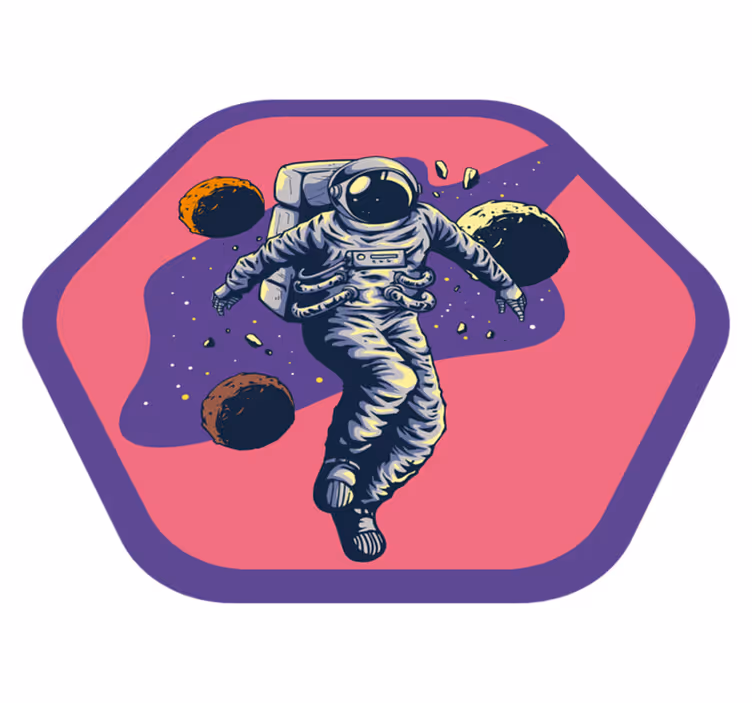 Käsin piirretty astronautti lentävä tyyli Vinyylimatto makuuhuone - Tenstickers