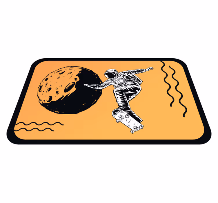 Rullalautaileva astronautti vinyylimatto - Tenstickers