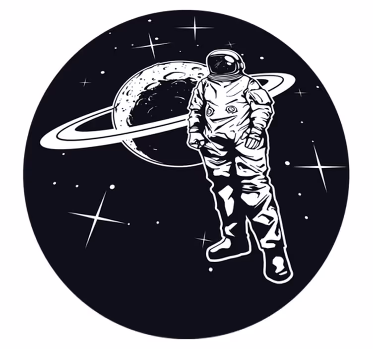 Kosmonautti kosmoksessa tähti vinyylimatto - Tenstickers