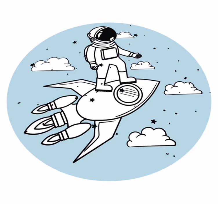 Astronautin rakettiseikkailu lastenhuone vinyylimatto - Tenstickers