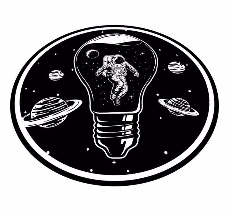 Kosmonautti hehkulampussa tähti vinyylimatto - Tenstickers