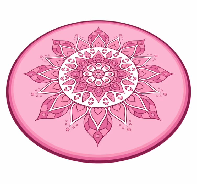 Vaaleanpunainen yksityiskohtainen mandala vinyylimatto mandala - Tenstickers