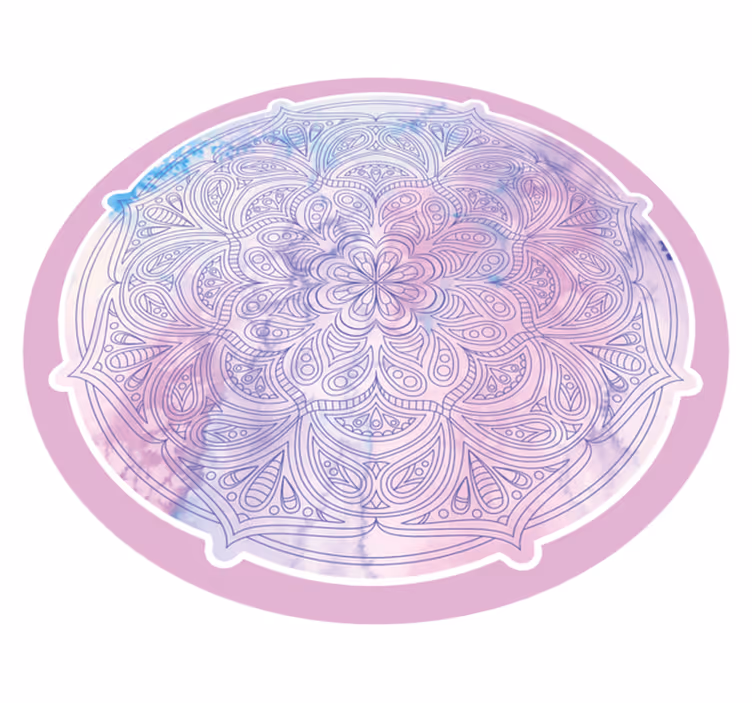 Pastelli pinkki kukka mandala vinyylimatto - Tenstickers