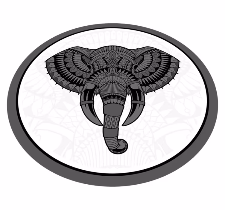 Norsunharmaa mandala eläin vinyylimatto - Tenstickers