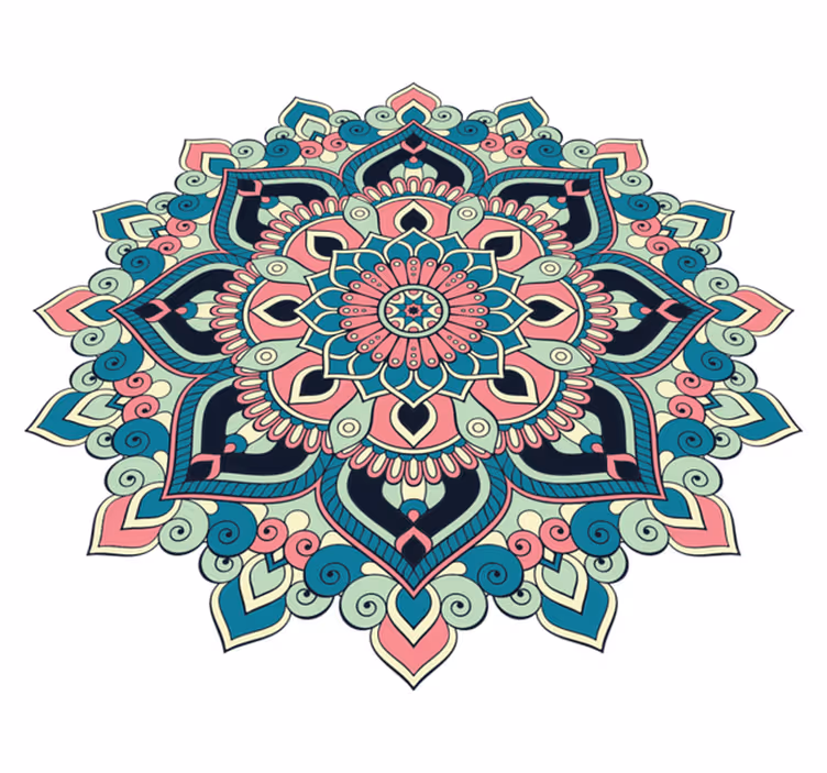 Värikäs kukkaelementti mandala vinyylimatto - Tenstickers