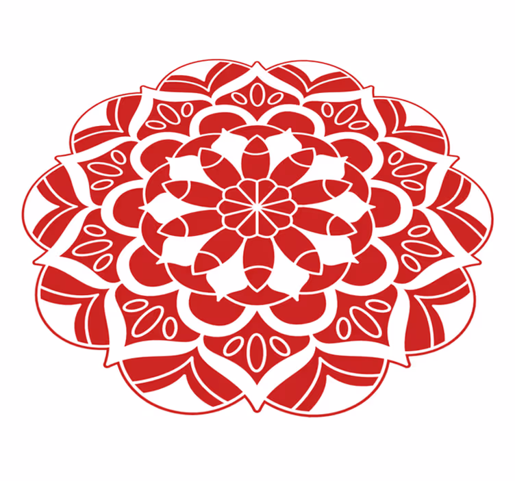 Punainen kukkakuvio mandala vinyylimatto - Tenstickers