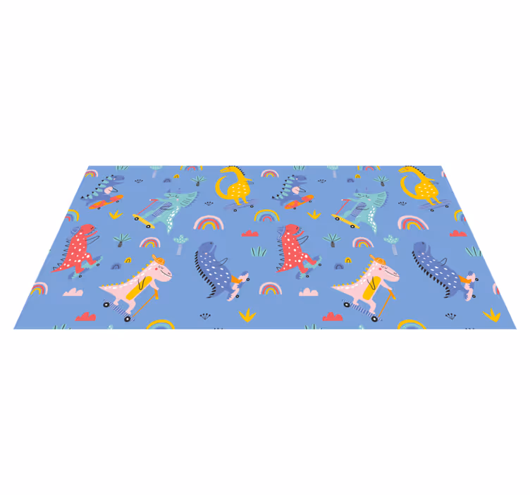 Värikäs dinosaurusseikkailu lastenhuone vinyylimatto - Tenstickers