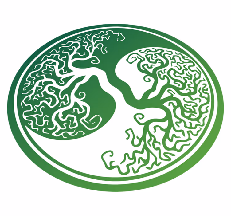 Alkuperäinen yin yang elämän puu pyöreä vinyylimatto - Tenstickers