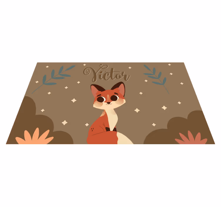 Söpö kettu-muotoilu nimi vinyylimatto - Tenstickers