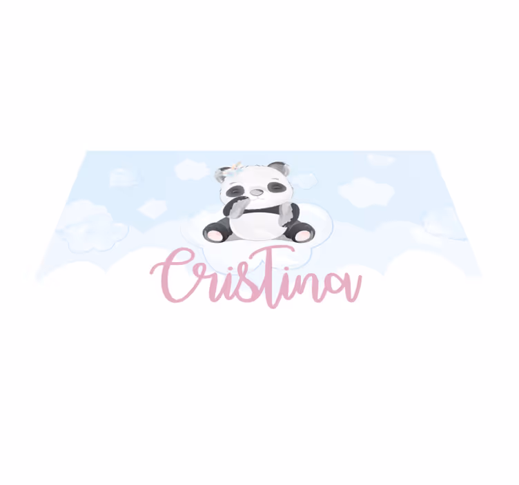 Söpö panda-kuva nimi vinyylimatto - Tenstickers